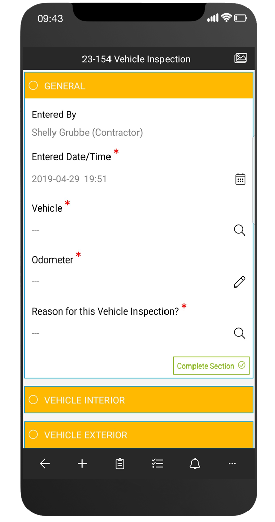 mobile forms vehicle inspections